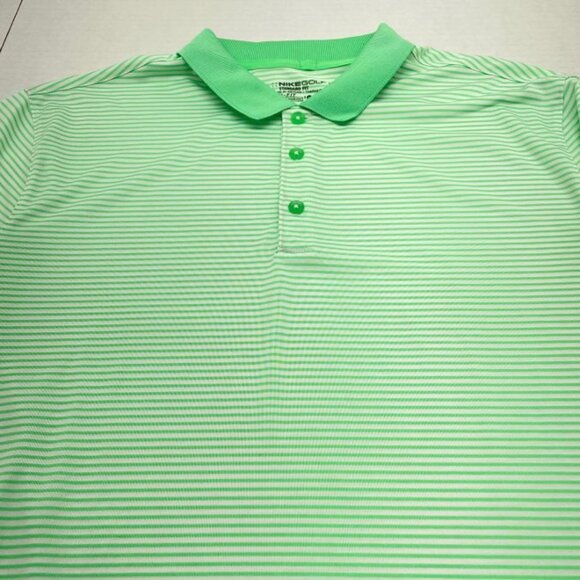 Nike Golf Men's Golf Shirt - DRI-FIT - Green & White Striped - Size L - GUC - Picture 3 of 11